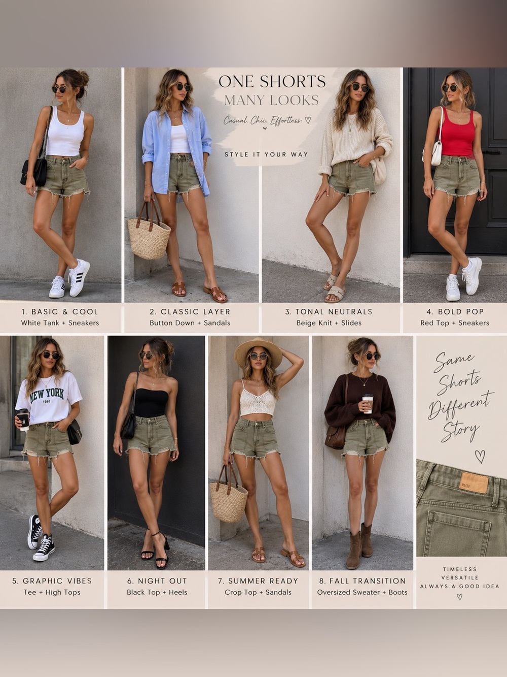 PAIGE Olive High-Rise Cutoff Jean Shorts